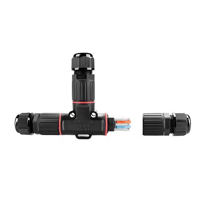 購入 Waterproof Circular Connector T-Type 1 Input 2 Output with PA66 Material and 0.5mm²-2.5mm² Wire Gauge オンライン製造