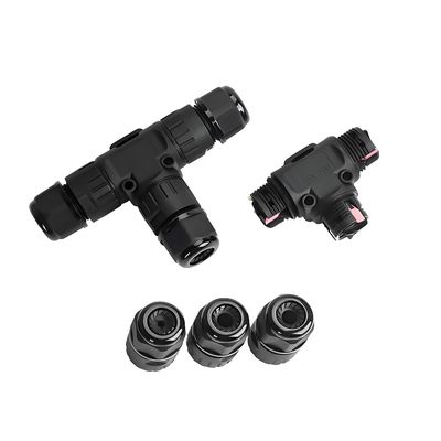 購入 防水丸型コネクタ 3ピン T型 1入力2出力 高速配線対応 工業用機器向け オンライン製造